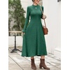 image:imageANRABESS Womens Fall Ribbed Knit Mock Neck Long Sleeve Midi DressDeep Green