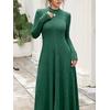 image:imageANRABESS Womens Fall Ribbed Knit Mock Neck Long Sleeve Midi DressDeep Green