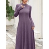 image:imageANRABESS Womens Fall Ribbed Knit Mock Neck Long Sleeve Midi DressPurple