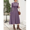 image:imageANRABESS Womens Fall Ribbed Knit Mock Neck Long Sleeve Midi DressPurple