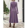 image:imageANRABESS Womens Fall Ribbed Knit Mock Neck Long Sleeve Midi DressPurple