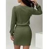 image:imageANRABESS Womens Lightweight Lantern Sleeve Mini Sweater DressArmy Green