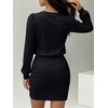 image:imageANRABESS Womens Lightweight Lantern Sleeve Mini Sweater DressBlack