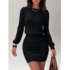 image:imageANRABESS Womens Lightweight Lantern Sleeve Mini Sweater DressBlack