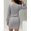 image:imageANRABESS Womens Lightweight Lantern Sleeve Mini Sweater DressGrey