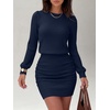 image:imageANRABESS Womens Lightweight Lantern Sleeve Mini Sweater DressNavy Blue