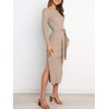 image:imageANRABESS Womens Long Sleeve Bodycon Midi Sweater Dress Fall OutfitsAlmond