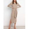 image:imageANRABESS Womens Long Sleeve Bodycon Midi Sweater Dress Fall OutfitsAlmond