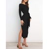 image:imageANRABESS Womens Long Sleeve Bodycon Midi Sweater Dress Fall OutfitsBlack