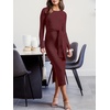 image:imageANRABESS Womens Long Sleeve Bodycon Midi Sweater Dress Fall OutfitsBurgundy