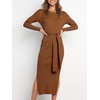 image:imageANRABESS Womens Long Sleeve Bodycon Midi Sweater Dress Fall OutfitsCaramel