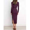 image:imageANRABESS Womens Long Sleeve Bodycon Midi Sweater Dress Fall OutfitsDark Purple
