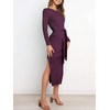 image:imageANRABESS Womens Long Sleeve Bodycon Midi Sweater Dress Fall OutfitsDark Purple