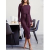 image:imageANRABESS Womens Long Sleeve Bodycon Midi Sweater Dress Fall OutfitsDark Purple