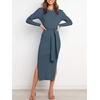 image:imageANRABESS Womens Long Sleeve Bodycon Midi Sweater Dress Fall OutfitsDusty Blue