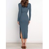 image:imageANRABESS Womens Long Sleeve Bodycon Midi Sweater Dress Fall OutfitsDusty Blue