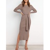image:imageANRABESS Womens Long Sleeve Bodycon Midi Sweater Dress Fall OutfitsPink Almond