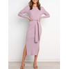 image:imageANRABESS Womens Long Sleeve Bodycon Midi Sweater Dress Fall OutfitsPurple