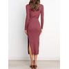 image:imageANRABESS Womens Long Sleeve Bodycon Midi Sweater Dress Fall OutfitsWatermelon Red