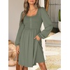 image:imageANRABESS Womens Long Sleeve Dresses Fall Smocked High Waist Babydoll DressArmy Green