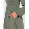 image:imageANRABESS Womens Long Sleeve Dresses Fall Smocked High Waist Babydoll DressArmy Green