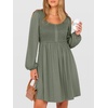 image:imageANRABESS Womens Long Sleeve Dresses Fall Smocked High Waist Babydoll DressArmy Green