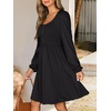 image:imageANRABESS Womens Long Sleeve Dresses Fall Smocked High Waist Babydoll DressBlack