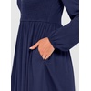 image:imageANRABESS Womens Long Sleeve Dresses Fall Smocked High Waist Babydoll DressBlack Blue