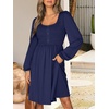 image:imageANRABESS Womens Long Sleeve Dresses Fall Smocked High Waist Babydoll DressBlack Blue