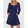 image:imageANRABESS Womens Long Sleeve Dresses Fall Smocked High Waist Babydoll DressBlack Blue