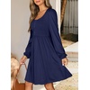image:imageANRABESS Womens Long Sleeve Dresses Fall Smocked High Waist Babydoll DressBlack Blue