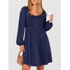 image:imageANRABESS Womens Long Sleeve Dresses Fall Smocked High Waist Babydoll DressBlack Blue