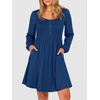 image:imageANRABESS Womens Long Sleeve Dresses Fall Smocked High Waist Babydoll DressDark Blue