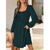image:imageANRABESS Womens Long Sleeve Dresses Fall Smocked High Waist Babydoll DressDeep Green