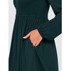 image:imageANRABESS Womens Long Sleeve Dresses Fall Smocked High Waist Babydoll DressDeep Green