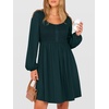 image:imageANRABESS Womens Long Sleeve Dresses Fall Smocked High Waist Babydoll DressDeep Green