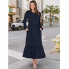 image:imageANRABESS Womens Long Sleeve Fall Flowy Maxi DressesDark Navy Blue