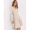 image:imageANRABESS Womens Long Sleeve Fall Ribbed Knit Short Sweater DressBeige