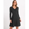 image:imageANRABESS Womens Long Sleeve Fall Ribbed Knit Short Sweater DressBlack