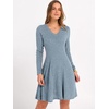 image:imageANRABESS Womens Long Sleeve Fall Ribbed Knit Short Sweater DressBlue