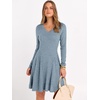 image:imageANRABESS Womens Long Sleeve Fall Ribbed Knit Short Sweater DressBlue
