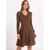 image:imageANRABESS Womens Long Sleeve Fall Ribbed Knit Short Sweater DressBrown