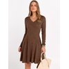 image:imageANRABESS Womens Long Sleeve Fall Ribbed Knit Short Sweater DressBrown