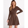 image:imageANRABESS Womens Long Sleeve Fall Ribbed Knit Short Sweater DressBrown
