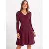 image:imageANRABESS Womens Long Sleeve Fall Ribbed Knit Short Sweater DressBurgundy