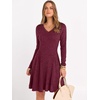image:imageANRABESS Womens Long Sleeve Fall Ribbed Knit Short Sweater DressBurgundy