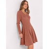image:imageANRABESS Womens Long Sleeve Fall Ribbed Knit Short Sweater DressCaramel