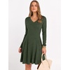 image:imageANRABESS Womens Long Sleeve Fall Ribbed Knit Short Sweater DressDeep Green