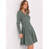 image:imageANRABESS Womens Long Sleeve Fall Ribbed Knit Short Sweater DressGreen
