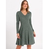 image:imageANRABESS Womens Long Sleeve Fall Ribbed Knit Short Sweater DressGreen